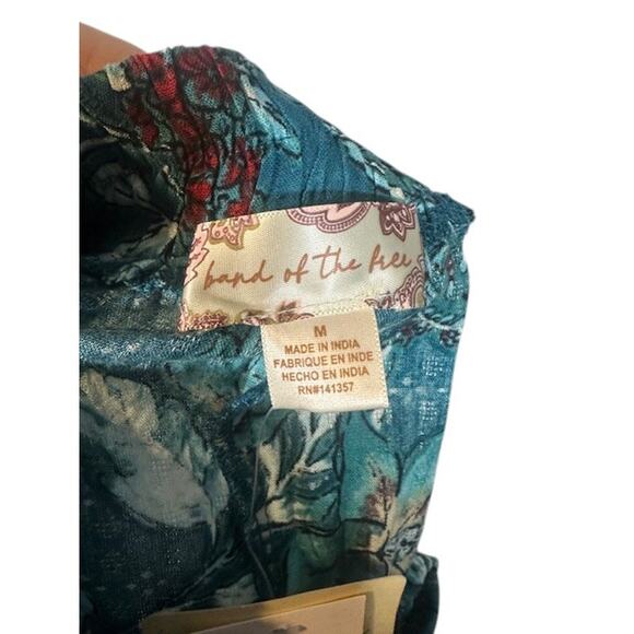 Band of the Free Teal Blue Floral  Bohemian Wrap Style Long Maxi Skirt Women Med - Picture 9 of 11